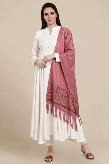 Pink Color Pure Viscose Winter Stole
